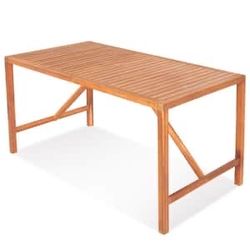 New Costaway Natural Acacia Wood Outdoor Patio Rectangular Dining Table