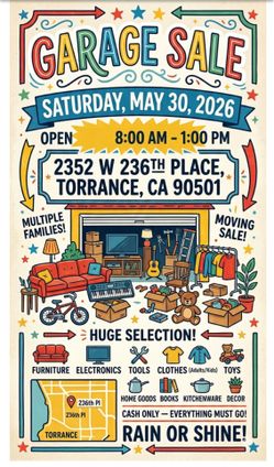 Garage Sale 5/30/2026 Saturday Torrance