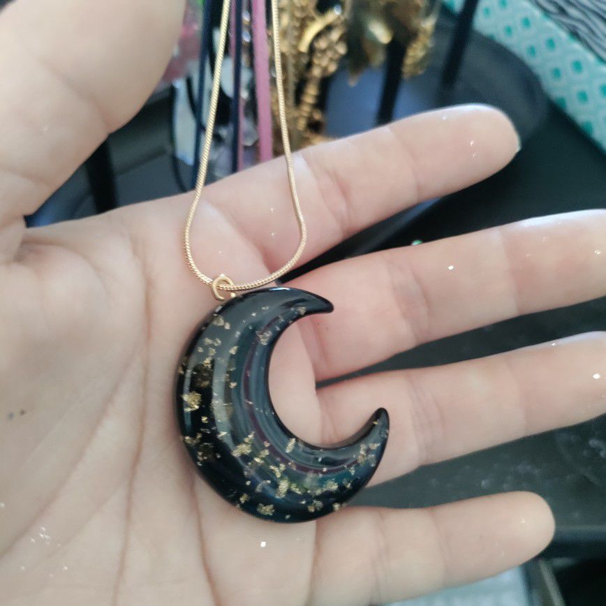 Moon Necklace With Gold Chain