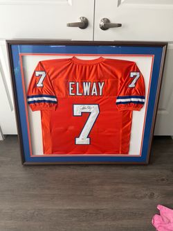 John Elway signed framed jersey with coa broncos