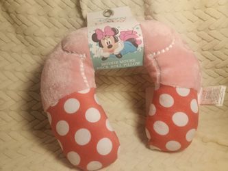 Disney Minnie Mouse Neck Roll Travel Pillow, Pink Polka Dot, Standard Foam