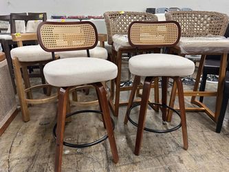Bekrvio 26" Swivel Counter Height Bar Stools Set of 2, Cream White
