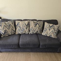 FREE Navy Blue 3-Seater Sofa with Pillows - Must Pick Up
