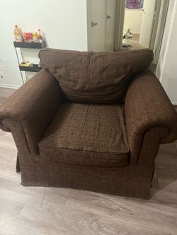 Brown Fabric Oversized Armchair
