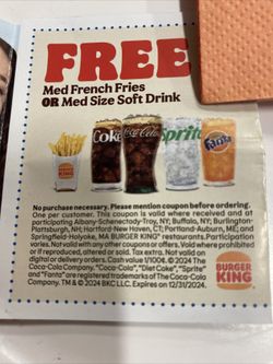 McDonald’s Coupon For Free Medium-Sized Fries Or Drink