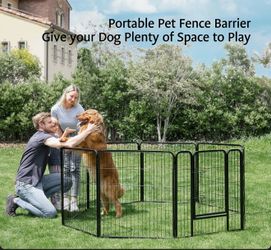 32'' 8 Panel Foldable Metal Pet Fence Barrier