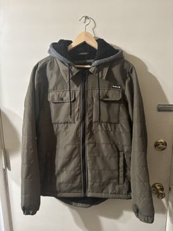 MENS HURLEY HOODIE JACKET - SIZE MEDIUM (FITS LIKE A LARGE) - ARMY GREEN