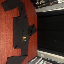 University of Miami Hurricanes Womens Crop Top Hoodie Black Pit 18.5 Length 12