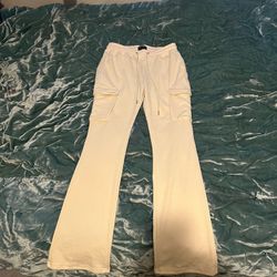 Flared Bottom Cream Sweat Pants