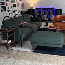 Green Pebble Sofa With Ottoman (Castlery)