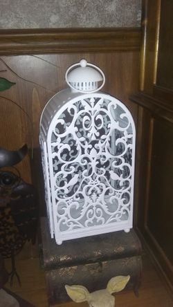 Tall wbite candle lantern
