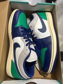 Air Jordan 1 Low White Blue Green Sneakers