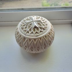 Carved Maltese Limestone Jewelry Box