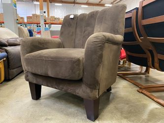 Brown Micro Velvet Scalloped Back Accent Chair