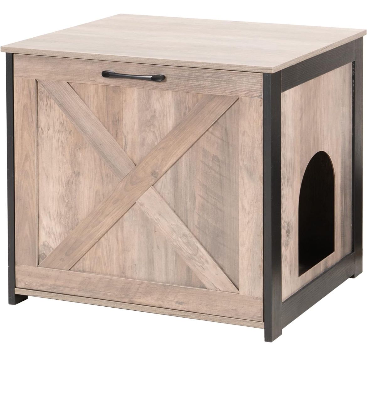 DWANTON Cat Litter Box Furniture Hidden, Cat Litter Box Enclosure, Reversible Entrance Can Be on Left or Right Side, Indoor Cat Box Cabinet, Wooden Ca