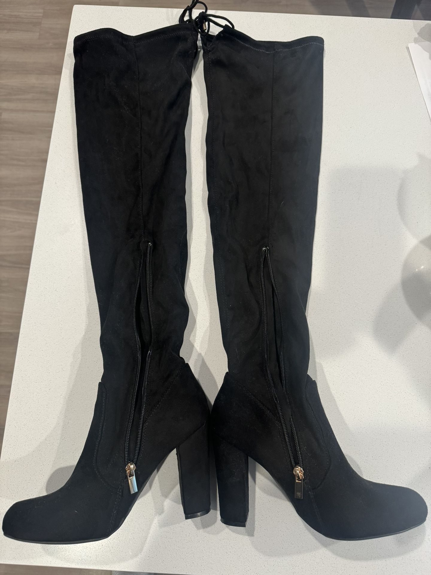 Black Thigh High Boots Size 8-9