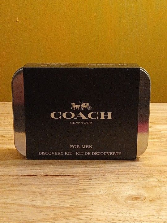 Coach Authentic Brand New Men's 2 Pc Discovery Kit In Reusable Aluminum Tin