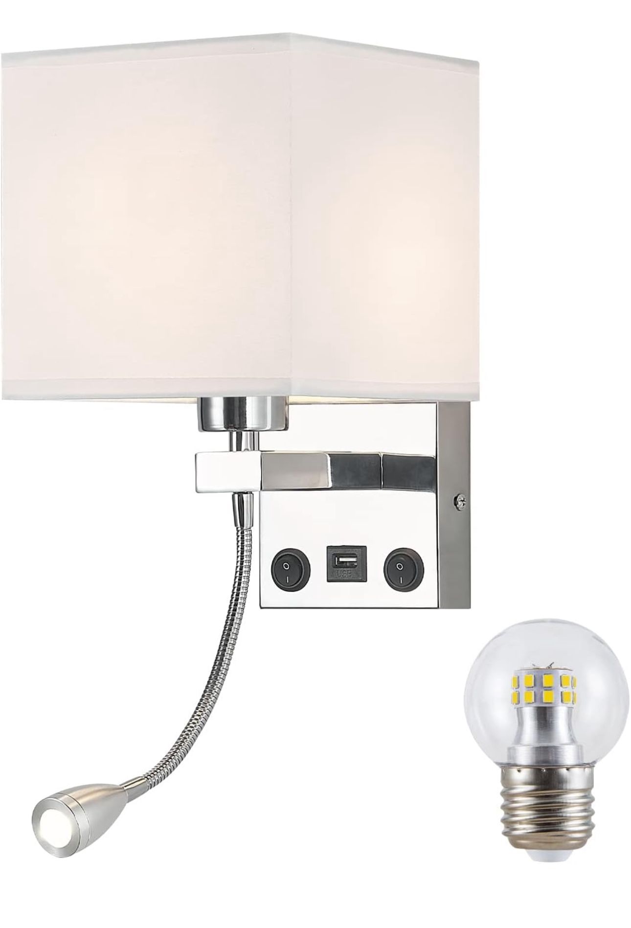 Beautiful Sconces Wall Lighting Hardwired Modern Wall Lights for Bedroom with USB Port and Reading Lamp, Bedside Wall Lamps for Hotel, Living Room, Of