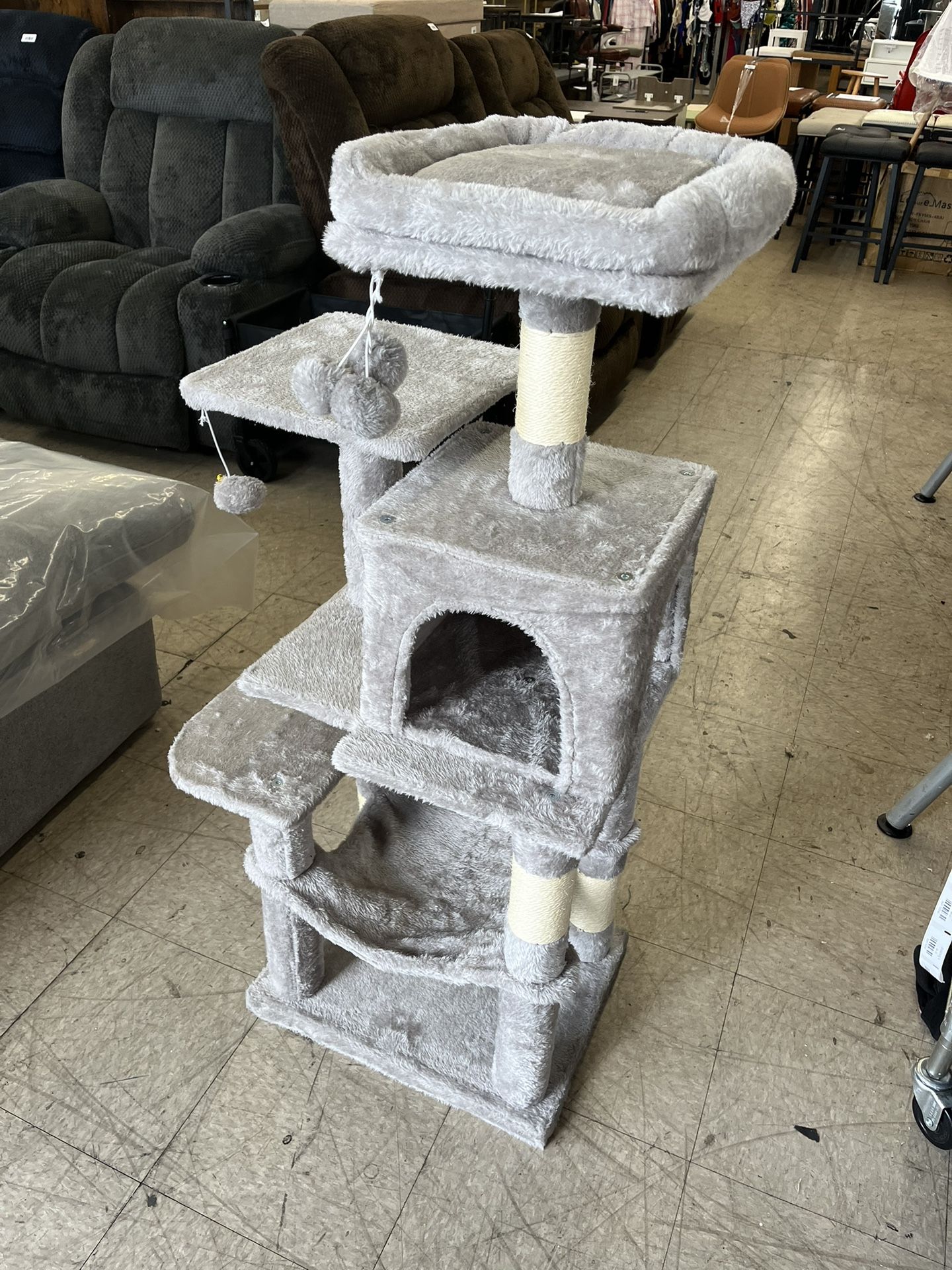 Feandrea Cat Tree 44.1-Inch Cat Tower for Indoor Cats Multi-Level Cat Condo - Light Gray