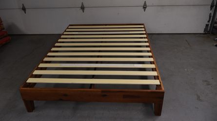Full Size Wooden Bed Frame and Mattress
