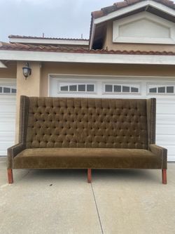 Ex-Bellagio Las Vegas 9ft Tufted Velvet High-Back Sofa Settee | Massive Luxury Piece!
