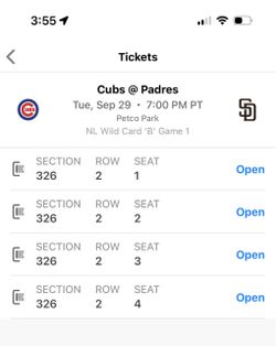 Wild card game 1 vs Cubs   $100 face value
