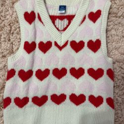 Girls Heart Sweater Vest Size 8 Runs Small Like A 6