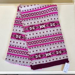 New Lands’ End Women’s Fair Isle Acrylic Knit Winter Scarf, Soft Iris Purple