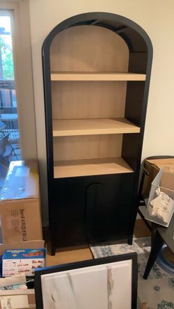 Sturdy Black Arch Wood Shelving Unit