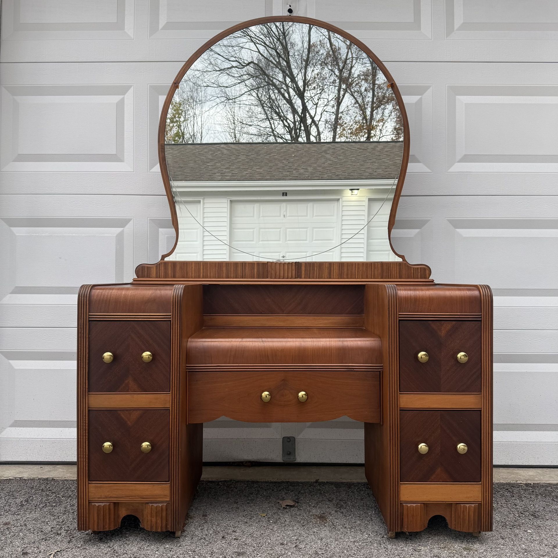 Vintage Art Deco Waterfall Vanity Desk