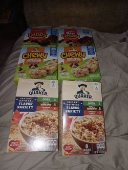 Quaker chewy Bars and quaker  variety pack oatmeal