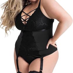 Women Sexy Elastic Plus Size Sexy Stretchy With Garter Pajamas Underwear Sexy Bunny Ear Set Lingerie Sexy