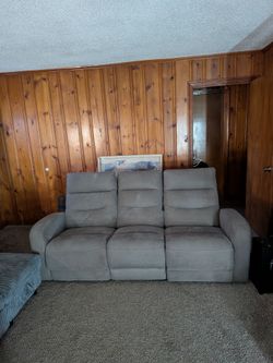 Gray microfiber electric recliner sofa