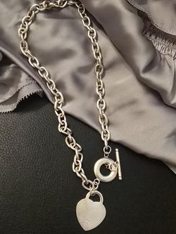 Vintage Sterling Silver Toggle  Necklace 