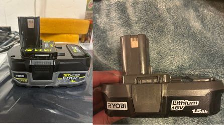 Pair of Ryobi 18v One+ Batteries-4AH Edge & 1.5 AH