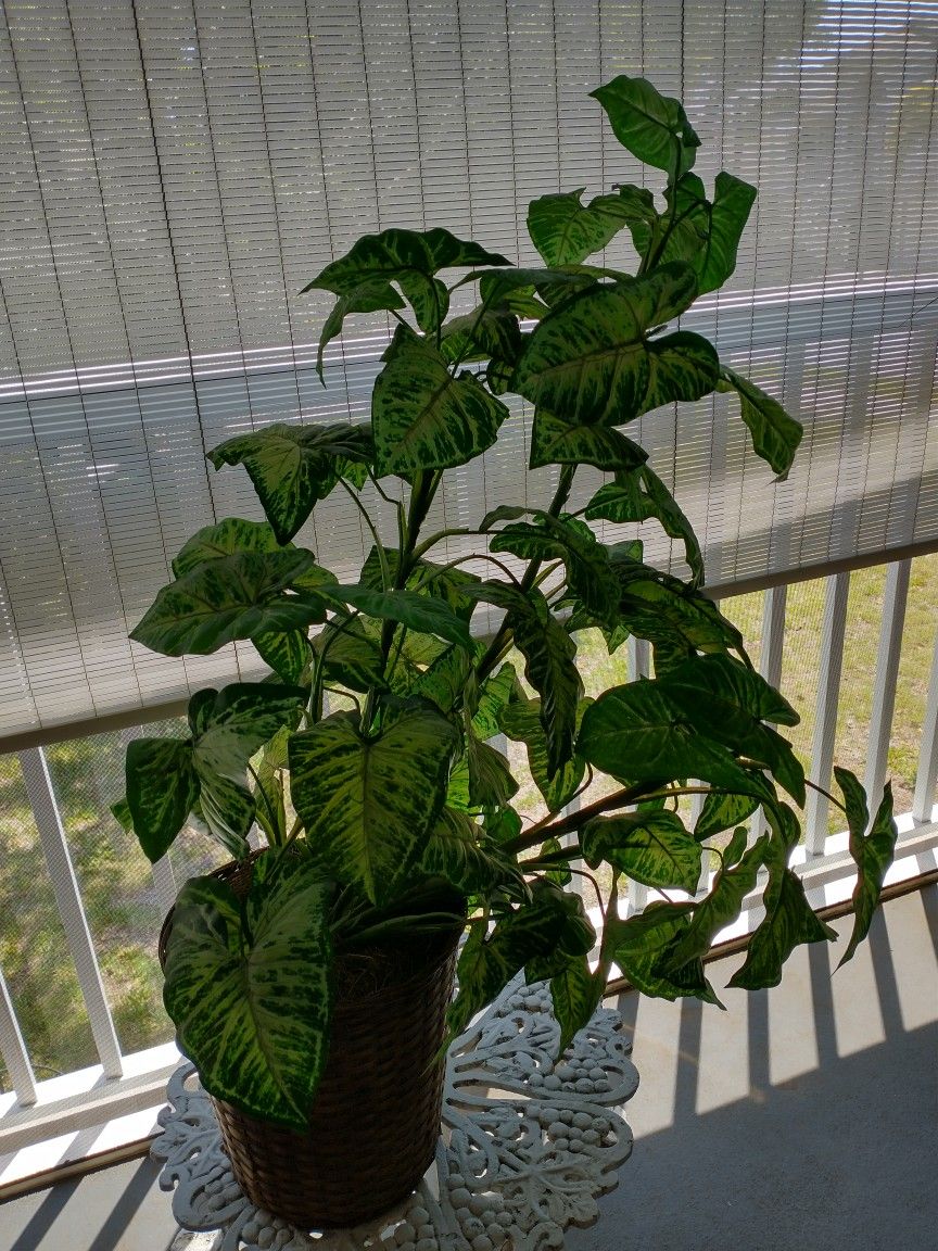 Fake Plant In Woven Basket