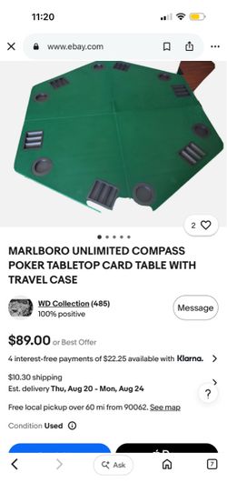 Marlboro Unlimited Compass Poker Tabletop Card Table