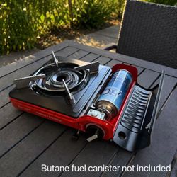 New In Box Outdoor Butane Gas Canister Burning Portable Stove Outdoor Camping Cooking With Carrying Case 