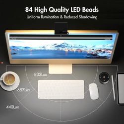 Quntis Monitor Light Bar with Remote, Fit for Curved Monitors/Camera Base, Eye-Care Computer Monitor Lamp, Auto-Dimming Dimmable Screen Light Bar, No 