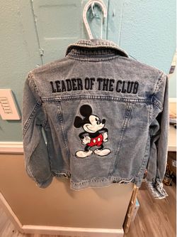 Vintage Disney youth 9/10 Mickey Mouse leader of the pack Jean jacket $50 OBO