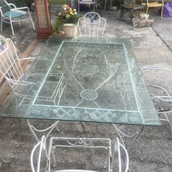 Metal table with chairs