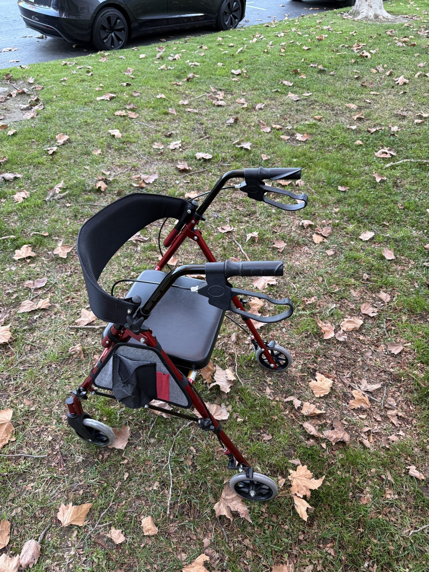 LIKE NEW Foldable walker With seat RED
