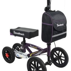 All Terrain Foldable Knee Scooter Walker, Disc Brake Knee Walker for Foot Injuries, Compact Crutches Alternative (Purple)