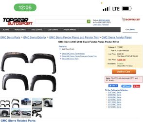 Black Plastic Fenders For 2007/2013 GMC/Silverado 