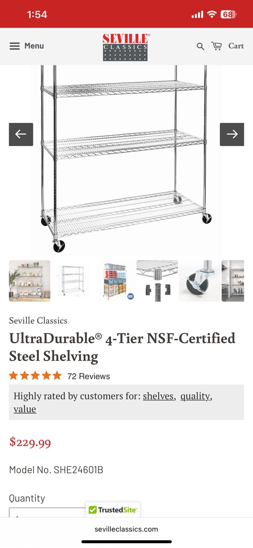 Heavy Duty Metal Shelf With 4 Panels And Wheels 