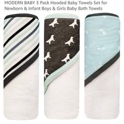 Set Of 3 Hooded Baby Towels