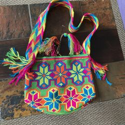 vibrant, handcrafted Wayuu Mochila bag from Colombia