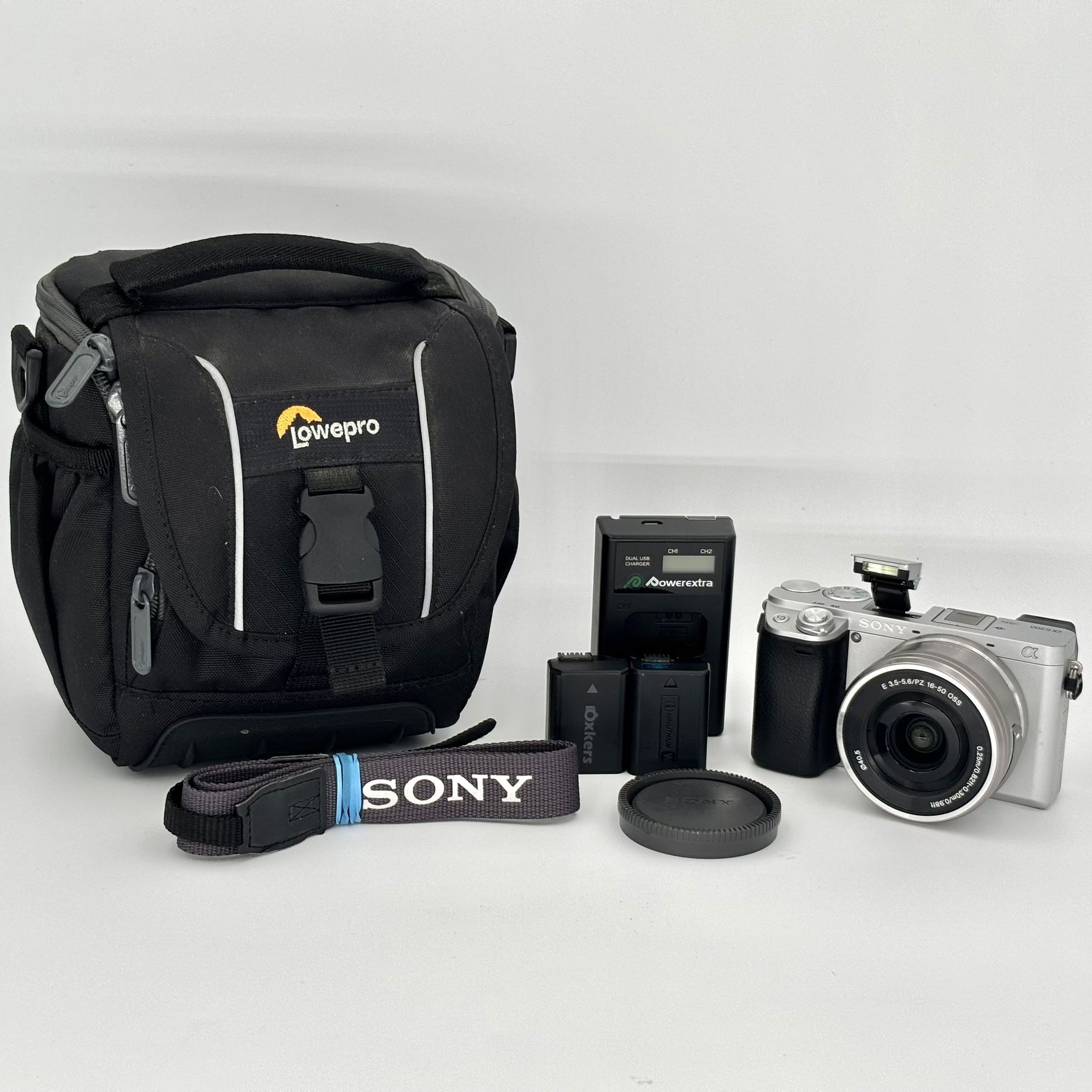Sony Alpha a6300 Mirrorless Digital Camera with 16-50mm Lens, 2 Batteries, Case
