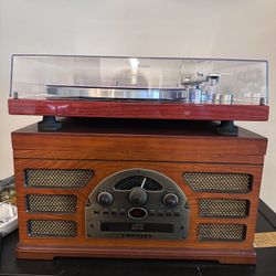 Record Player With CD, Tape, Radio, Aux 