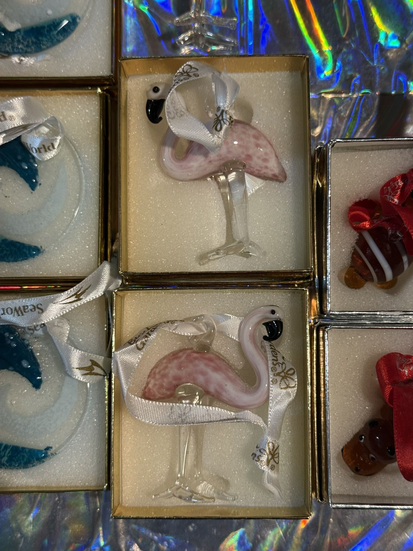 1 Busch Gardens Pass Holder Blown Glass Flamingo Ornament